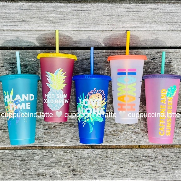 Starbucks Accessories - 🌈NEW🌈Starbucks 2020 Hawaii Box of 5 Reusable Printed Cold Cups